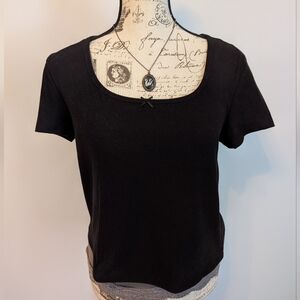 Classic Black Shirt With Ribbon Detail